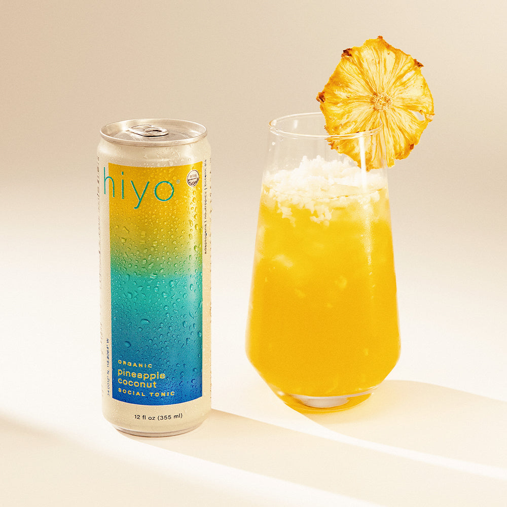 hiyo | pineapple coconut, non-alcoholic functional seltzer