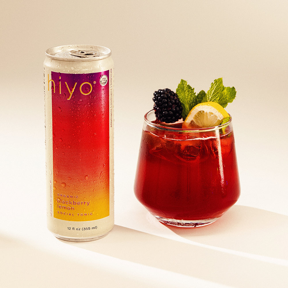 hiyo | blackberry lemon, non-alcoholic functional seltzer