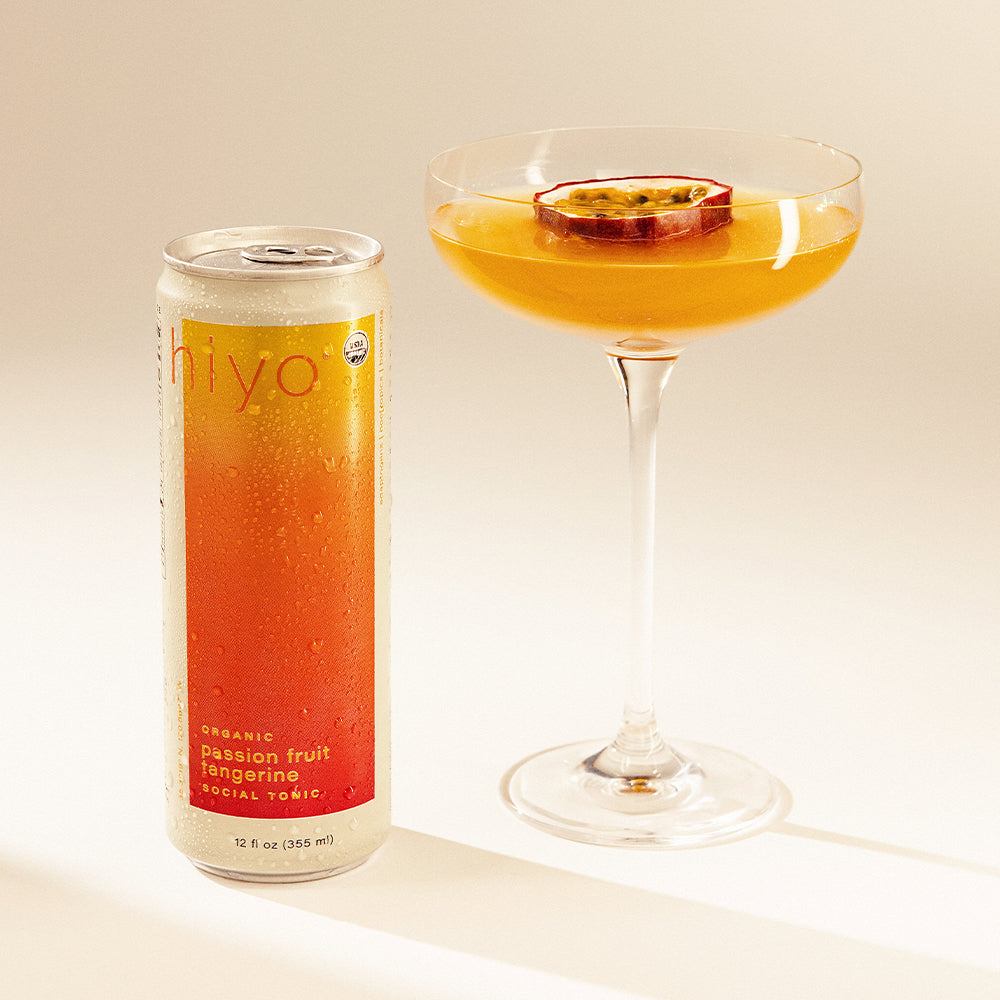 hiyo | passion fruit tangerine, non-alcoholic functional seltzer
